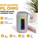 Heavy Bass Bluetooth Hoparlör Rgb Ledli 4800MAH Subwoofer Ses Outdoor Speaker Su Geçirmez Dayanıklı Gövde - Gri