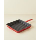 Hecha Demir Döküm Kare Grill Tava 30 cm Kırmızı Degrade - Parlak Kırmızı