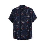 Hector Shirt Lacivert Kısa Kollu Baskılı Erkek Gömlek