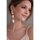 Hector&Co. Jewellery Gold Kabuk Detaylı Çift İnci Sallantılı Kadın Küpe | Zarif Şık Tasarım