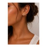 Hector&Co. Jewellery Gold Kristal Taşlı Modern Halka Küpe – Şık Ve Zarif Çoklu Halka Tasarım Kadın Küpe