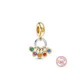 Hector&Co. Jewellery Gümüş Gold Renk Marvel İnfinity Stones Sallantılı Taşlı Charm