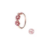 Hector&Co. Jewellery Gümüş Pembe Papatya Üçlemesi Yüzük