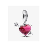 Hector&Co. Jewellery Kırmızı Kalp Ve Ok Murano Cam Sallantılı Charm
