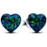 Hector&Co. Jewellery Murano Cam Gümüş Işıltılı Yeşil Kalp Çivi Küpeler