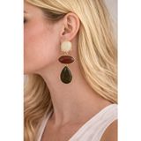 Hector&Co. Jewellery Vintage Tarz Üç Taş Detaylı Gold Çerçeveli Uzun Küpe