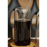 Heda Porselen 2'li 420 ml Pipetli Isıya Dayanıklı Cam Bardak - Kutu Kola Şekilli Kahve Sunum Bardağı