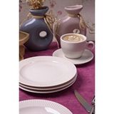 Heda Porselen 6'lı Elif 18 Cm Porselen Pasta Ve Tatlı Tabağı Seti - Zarif Ve Modern Tasarım Beyaz