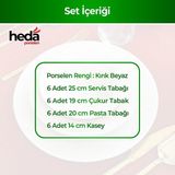 Heda Porselen Hayal Altın Yaldız 24 Parça 6 Kişilik Porselen Yemek Takımı – Kırık Beyaz Şık Misafir Sofra Seti - Standart