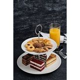 Heda Porselen Hayal Platin Yaldızlı 2 Katlı Porselen Kurabiyelik Ve Sunumluk Beyaz