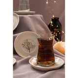 Heda Porselen Hayat Ağacı Porselen Çay Tabağı 6'lı 13CM Kırık Beyaz