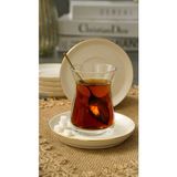 Heda Porselen Rüya Altın Yaldız 12 cm Kırık Beyaz Çay Tabağı 6'lı Porselen ile Sofralarınıza Zarafet