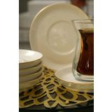Heda Porselen Rüya Altın Yaldız 6 Adet 12 Cm Porselen Çay Tabağı Kırık Beyaz