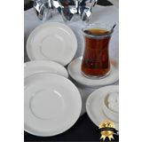 Heda Porselen Rüya Platin Yaldız 6 Adet 12cm Porselen Çay Tabağı Kırık Beyaz