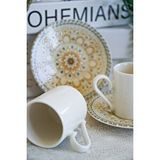 Heda Porselen Sahra 4 Parça 2 Kişilik Porselen Kahve Fincan Takımı Çok Renkli