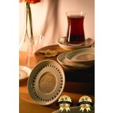 Heda Porselen Yakamoz 6 Adet 12 Cm Porselen Çay Tabağı Kırık Beyaz