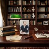 Hedea Atatürk Masaüstü Ahşap Tablo - Kabartmalı Baskı Şık Hediyelik 11x16 cm No 1