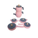 Hedef Ahşap Pembe Oyuncak Tencere Tava Çaydanlık Mutfak Seti(PEMBE) 3+ Yaş 6