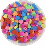 Hedef Bijuteri 100 Adet Renkli Kalp Model Polimer Kil Fimo Boncuk, Delikli Plastik Aksesuar Malzemesi