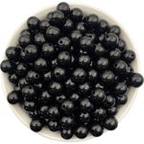 Hedef Bijuteri 100GR 12MM Siyah Renk Lüks / Lüx Kaplama Plastik Inci Boncuk , Takı Boncuğu (100GR,~110 Adet)