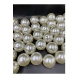 Hedef Bijuteri 100gr 30mm Krem Renk Lüks / Lüx Kaplama Plastik İnci Boncuk Çanta,Takı Boncuğu (100gr,~7 Adet)