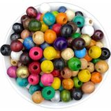 Hedef Bijuteri 12MM Karışık Renkli Ahşap Tahta Boncuk, (100GR, ~170 Adet Boncuk)