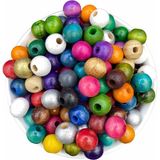 Hedef Bijuteri 14 mm Karışık Renkli Tahta,ahşap Boncuk (100GR,~120 Adet Boncuk)