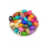 Hedef Bijuteri 20x15mm Badem Model Karışık Renkli Geniş Delik Plastik Makrome Boncuk (100gr,~45 Adet Boncuk)