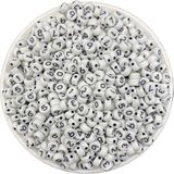 Hedef Bijuteri 25GR Beyaz Üzeri Siyah Yassı Rakam Boncuk 4X7MM Plastik Renkli Malzeme