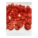 Hedef Bijuteri 28MM Kırmızı Yassı Model Çatlak Buzlu Akrilik Boncuk,takı,çanta Boncuğu (100GR,~20 Adet)
