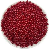 Hedef Bijuteri 4mm Üzeri Desenli Damarlı Kırmızı Cam Boncuk , Cam Takı Yapım Boncuğu (50GR,~450ADET)