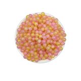 Hedef Bijuteri 50gr 8mm Cam Sarı Pembe Çatlak Buzlu Boncuk Takı, Hobi, Aksesuar Yapım Boncuğu (50gr, ~75Adet)