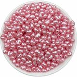 Hedef Bijuteri 50GR Pembe Renk Formsuz Şekilsiz Plastik Lüks Barok Inci Boncuk, Yamuk Inci (~250 Adet)