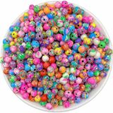 Hedef Bijuteri 6 mm Karışık Çiçek Desenli Yuvarlak Top Model Polimer Kil Fimo Boncuk 25 Adet