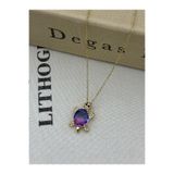 Hedef Bijuteri Çelik Gold Renkli Zirkon Taşlı Mor Kaplumbağa Model Kolye