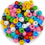 Hedef Bijuteri Geniş Delikli 11X8 mm Karışık Renkli Plastik Yassı Silindir Model Boncuk (50GR,~80 Adet) - yok
