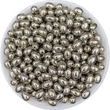 Hedef Bijuteri Gümüş /nikel Renk Badem Model Ccb 8X11MM Metalize Metal Görünümlü Plastik Boncuk (25GR,~65 Adet)