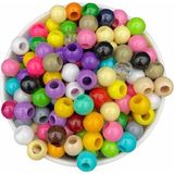 Hedef Bijuteri Renkli 14MM Plastik Boncuk, Geniş Delik Makrome Boncuğu 100GR ~100 Adet Takı Yapımı İçin - -