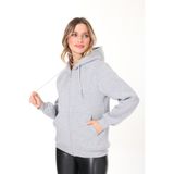 HEDEF DAİSY Kadın Üst Giyim Gri Renk Kapüşonlu Kanguru Cepli Fermuarlı Üç İplik Şardonlu Oversize Sweatshirt