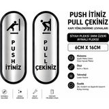 Hedef Hediyelik Akrilik Kapı Yönlendirmesi Çekiniz Itiniz Seti - Siyah - Gümüş
