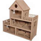 Hedefixtoys Ahşap Oyuncak Bebek Evi 15 Parça Mobilyalı Montessori Eğitici Oyun Seti