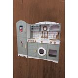 Hedefixtoys Aydınlatma Hediyeli Eğlenceli Ahşap Oyuncak Mutfak ve Buzdolabı