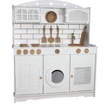 Hedefixtoys Beyaz Ahşap Oyuncak Mutfak(Ledli-Hazeranlı)