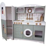 Hedefixtoys Çocuklar Için Ahşap Oyuncak Mutfak ve Buzdolabı Seti Yeşil
