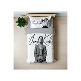 hedeiye nevresim Bts Jungkook 3d Baskılı Tek Kişilik Nevresim Takımı çarşafsız Gri 160 x 220