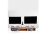 Hedicaret Çift Monitör Standı Ekran Yükseltici Koyu Renk Bilgisayar Masaüstü Düzenleyici Organizer