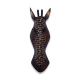 Hedicaret Zürafa Kafası Maske, 50 cm, Koyu Tonlar, Duvar Objesi, Ahşap Mask