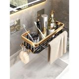 Hedi's Home Banyo Mutfak Askısı Kiracı Dostu Yapışkanlı Banyo Düzenleyici Raf Siyah/Gold