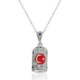 Hedivio 925 Ayar Gümüş Ay Yıldız Cevşen Bayan Kolye