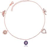 Hedivio 925 Ayar Gümüş Rose Şans Halhal
